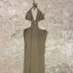 Crotchet knit Tan Maxi Dress